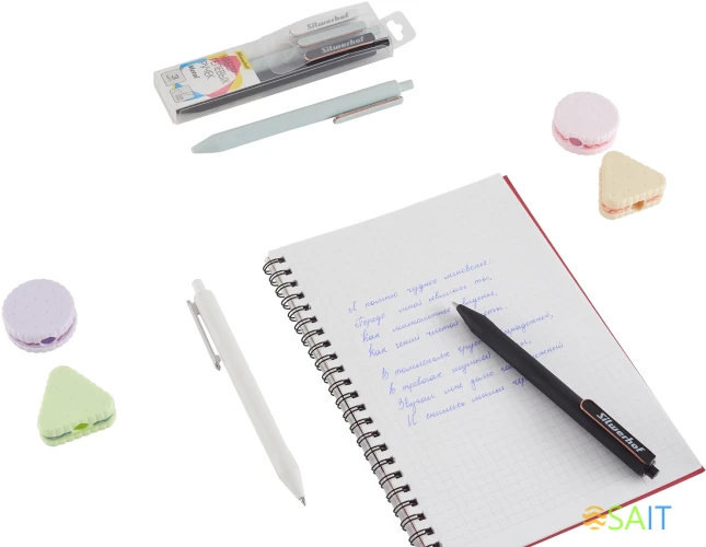 Набор ручек гелев. автоматическая Silwerhof NG Metal d=0.5мм син. черн. блистер ев. (3шт) сменный стержень