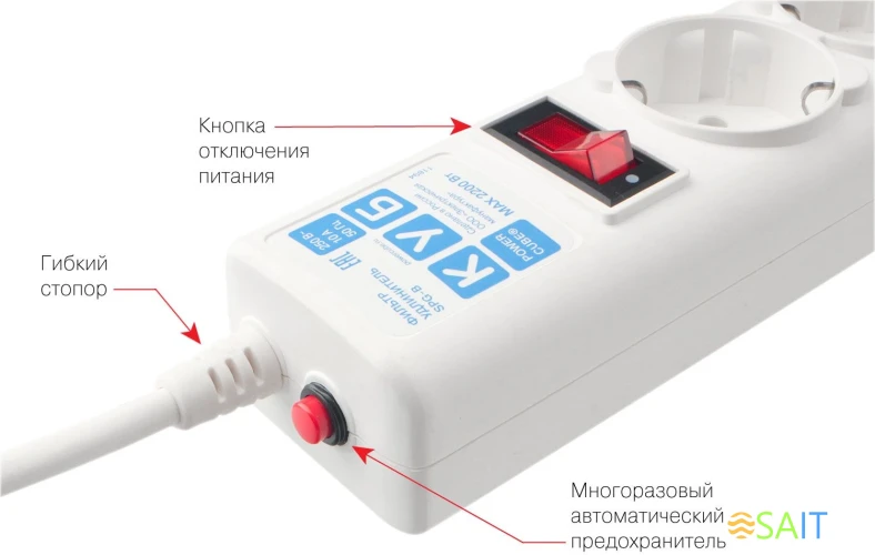 Сетевой фильтр Powercube SPG-B-15-WHITE 5м (5 розеток) белый (коробка)