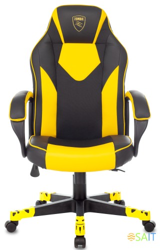 Кресло игровое Zombie GAME 17 черный/желтый эко.кожа/ткань крестов. пластик