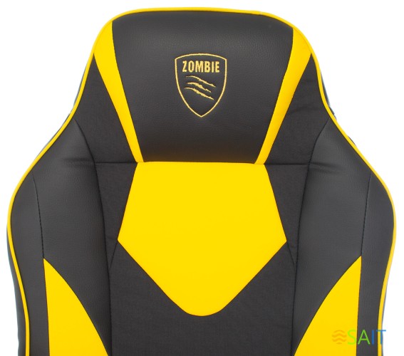 Кресло игровое Zombie GAME 17 черный/желтый эко.кожа/ткань крестов. пластик
