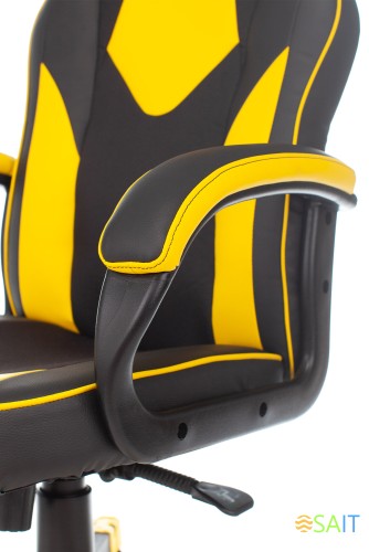 Кресло игровое Zombie GAME 17 черный/желтый эко.кожа/ткань крестов. пластик