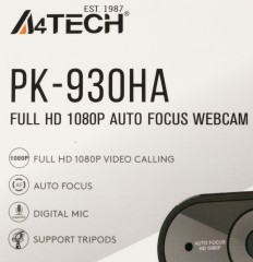 Камера Web A4Tech PK-930HA черный 2Mpix (1920x1080) USB2.0 с микрофоном
