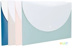 Конверт на кнопке Deli Linfini EF764 A4+ гориз. расшир. гладкий полипропилен ассорти внешний карман