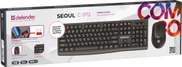 Defender Беспроводной набор Seoul C-972 RU,черн,2.4G,104 кн/4D,1600dpi Defender Seoul C-972 RU