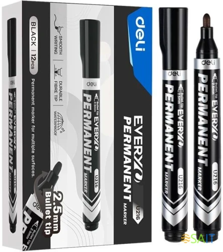 Маркер перманентный Deli EU216-BK Everyu круг. пулевидный пиш. наконечник 2.5мм заправляемый черный