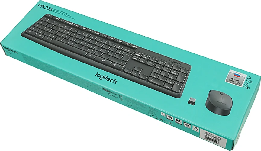 Клавиатура + мышь Logitech MK235 клав:серый мышь:серый USB беспроводная (920-007948)