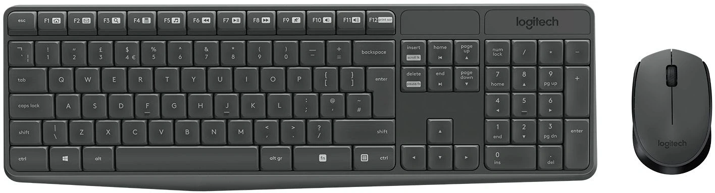 Клавиатура + мышь Logitech MK235 клав:серый мышь:серый USB беспроводная (920-007948)