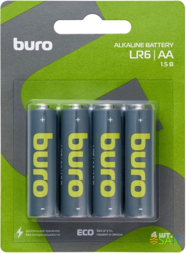 Батарея Buro Alkaline LR6 AA (4шт) блистер
