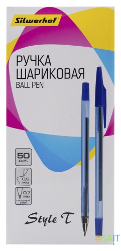 Ручка шариков. Silwerhof Style T синий d=0.7мм син. черн. сменный стержень линия 0.5мм