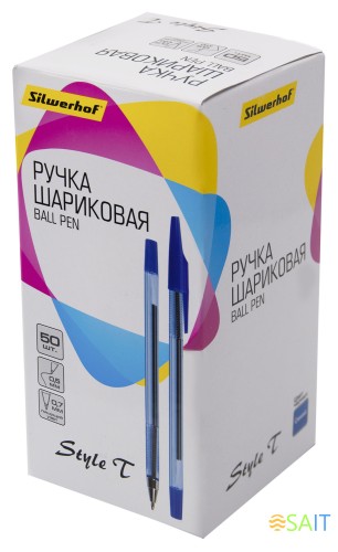 Ручка шариков. Silwerhof Style T синий d=0.7мм син. черн. сменный стержень линия 0.5мм