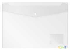 Конверт на кнопке Бюрократ -PKA3 A3 пластик 0.18мм ассорти карман для визитки