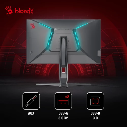 Монитор Bloody 27" MN271Q серый IPS LED 1ms 16:9 HDMI M/M матовая HAS Piv 320cd 178гр/178гр 2560x1440 180Hz G-Sync DP 2K USB 5.1кг
