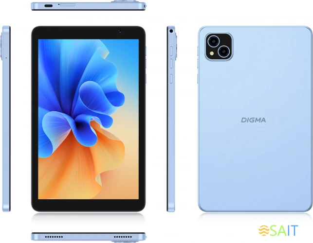 Планшет Digma Q8 SC9863A (1.6) 8C RAM3Gb ROM32Gb 8" IPS 800x1200 4G 2Sim Android 14 голубой 5Mpix 2Mpix BT WiFi microSD 128Gb 4500mAh