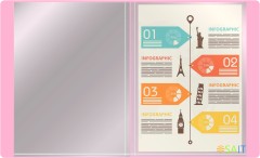 Папка с 40 прозр.вклад. Бюрократ Gems GEM40PIN A4 пластик 0.7мм торц.карм с бум. встав розовый аметист