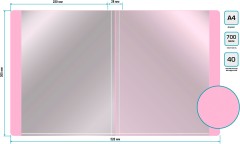 Папка с 40 прозр.вклад. Бюрократ Gems GEM40PIN A4 пластик 0.7мм торц.карм с бум. встав розовый аметист