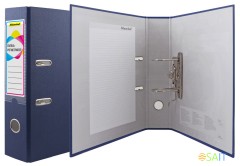 Папка-регистратор Silwerhof A4 75мм ПВХ/бумага синий без. окант. сборная смен.карм. на кор.
