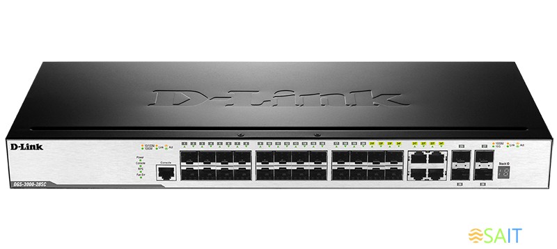 Коммутатор D-Link DGS-3000-28SC/A1A 4x1Гбит/с 4xКомбо(1000BASE-T/SFP) 20SFP 4SFP+ управляемый