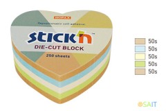 Блок самоклеящийся бумажный Stick`n 21837 64x67мм 250лист. пастель+крафт ассорти &quot;сердце&quot;