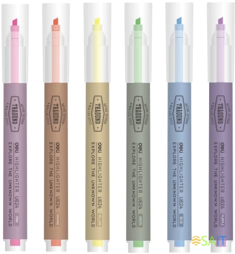 Набор текстовыделителей Deli EU624 1-3.5мм флуоросцентный 6цв. ассорти ПЭТ-бокс (6шт.)