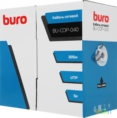 Кабель сетевой Buro BU-COP-040-100M UTP 4 пары cat.5E solid 0.40мм Cu 100м серый