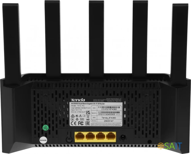 Роутер беспроводной Tenda TX12L Pro AX3000 10/100/1000BASE-TX черный