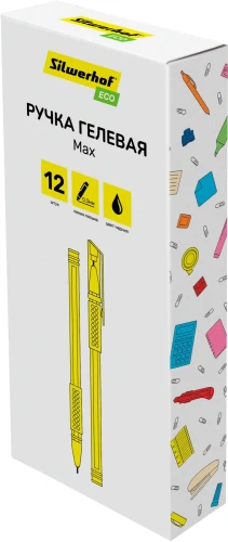 Ручка гелев. Silwerhof Eco Max d=0.5мм черн. черн. кор.карт. сменный стержень линия 0.3мм резин. манжета