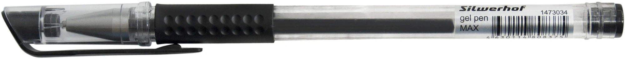 Ручка гелев. Silwerhof Eco Max d=0.5мм черн. черн. кор.карт. сменный стержень линия 0.3мм резин. манжета