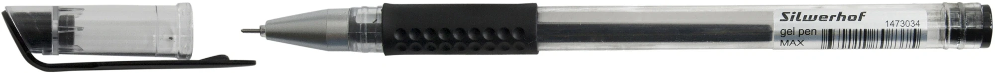 Ручка гелев. Silwerhof Eco Max d=0.5мм черн. черн. кор.карт. сменный стержень линия 0.3мм резин. манжета