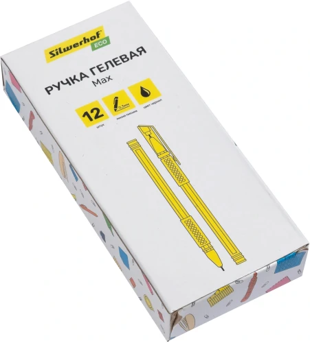 Ручка гелев. Silwerhof Eco Max d=0.5мм черн. черн. кор.карт. сменный стержень линия 0.3мм резин. манжета