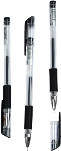 Ручка гелев. Silwerhof Eco Max d=0.5мм черн. черн. кор.карт. сменный стержень линия 0.3мм резин. манжета