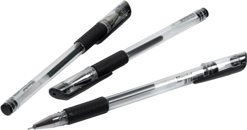 Ручка гелев. Silwerhof Eco Max d=0.5мм черн. черн. кор.карт. сменный стержень линия 0.3мм резин. манжета