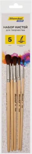 Набор кистей Silwerhof Color (наб.5шт) пон.круг.№1-5 дерев.ручка
