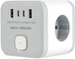 Сетевой разветвитель Buro BU-PW3UC-W (3 розетки) белый (пакет ПЭ)