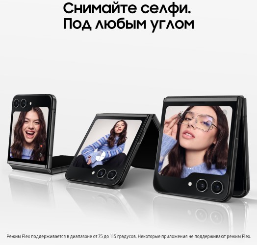Смартфон Samsung SM-F731B Galaxy Z Flip 5 512Gb 8Gb графит раскладной 3G 4G 1Sim 6.7" 1080x2640 Android 13 12Mpix 802.11 a/b/g/n/ac/ax NFC GPS GSM900/1800 GSM1900 Protect