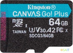 Флеш карта microSDXC 64GB Kingston SDCG3/64GBSP Canvas Go! Plus w/o adapter