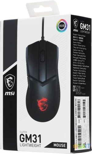 Мышь MSI Clutch GM31 Lightweight черный оптическая 12000dpi USB 4but (S12-0402080-CLA)