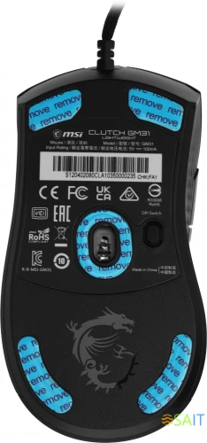 Мышь MSI Clutch GM31 Lightweight черный оптическая 12000dpi USB 4but (S12-0402080-CLA)