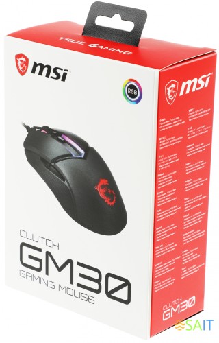Мышь MSI Clutch GM30 черный оптическая 6200dpi USB2.0 6but (S12-0401850-D22)
