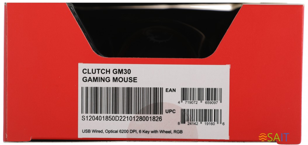 Мышь MSI Clutch GM30 черный оптическая 6200dpi USB2.0 6but (S12-0401850-D22)