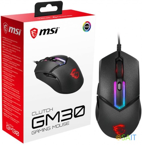 Мышь MSI Clutch GM30 черный оптическая 6200dpi USB2.0 6but (S12-0401850-D22)
