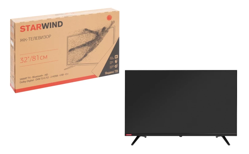 Телевизор LED Starwind 32" SW-LED32SG300 Яндекс.ТВ Frameless черный/черный HD 60Hz DVB-T DVB-T2 DVB-C DVB-S DVB-S2 USB WiFi Smart TV