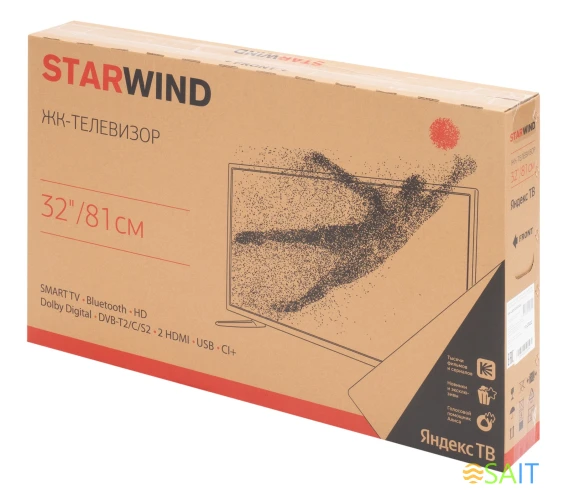 Телевизор LED Starwind 32" SW-LED32SG300 Яндекс.ТВ Frameless черный/черный HD 60Hz DVB-T DVB-T2 DVB-C DVB-S DVB-S2 USB WiFi Smart TV
