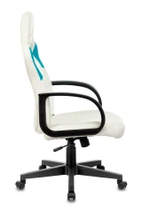 Кресло игровое Zombie RUNNER белый/голубой экокожа крестов. пластик