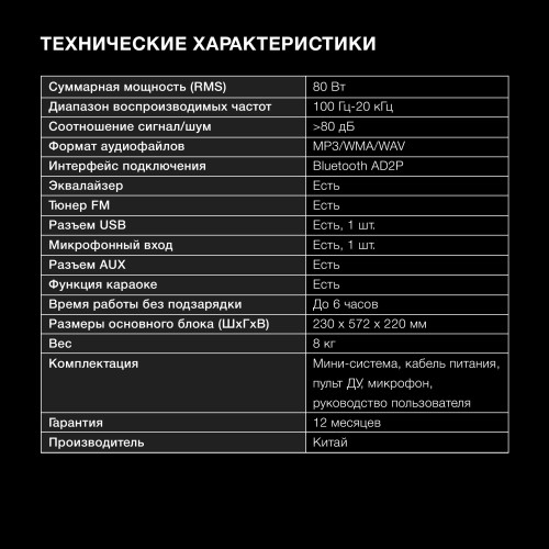 Минисистема Hyundai H-MC180 черный 80Вт FM USB BT SD/MMC