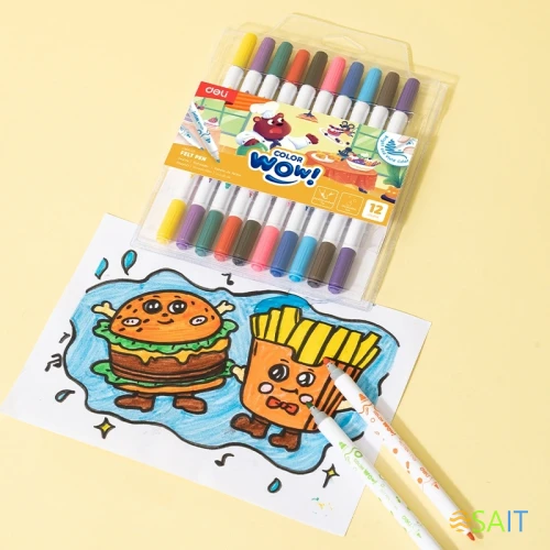 Фломастеры Deli EC166-12 Colorwow Вентилируемый смываемые 12цв. ПВХ с подвесом (12шт.)