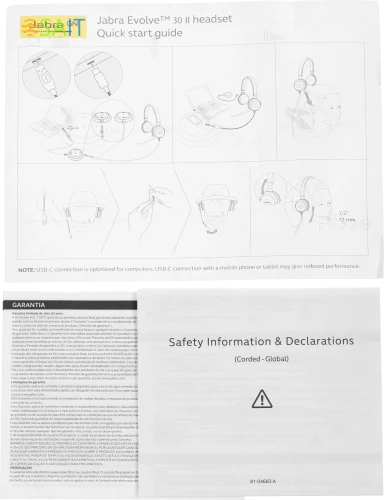 Наушники с микрофоном Jabra Evolve 30 II MS черный 1.2м накладные USB оголовье (5399-823-309)