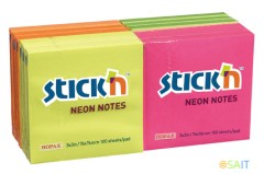 Блок самоклеящийся бумажный Stick`n 21332 76x76мм 100лист. 70г/м2 неон ассорти