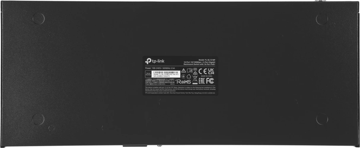 Коммутатор TP-Link TL-SL1218P (L2) 16x100Мбит/с 1x1Гбит/с 1xКомбо(1000BASE-T/SFP) 16PoE+ 150W неуправляемый