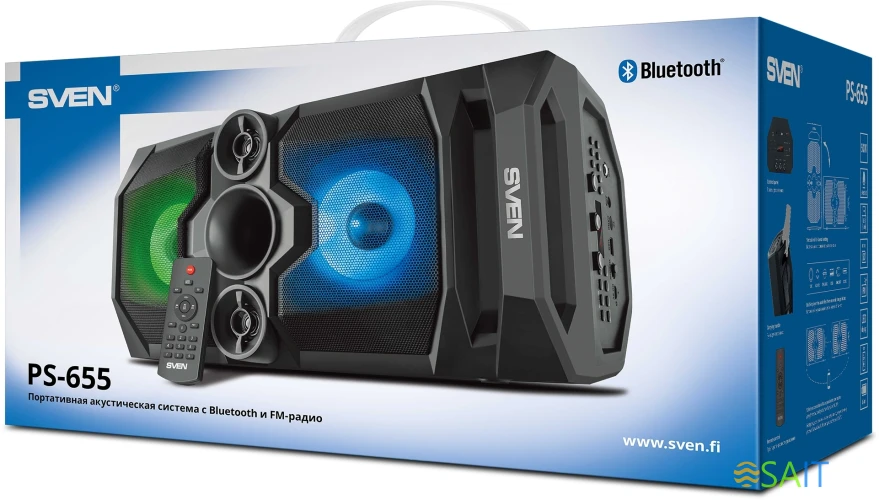 Колонка порт. Sven PS-655 черный 50W 1.0 BT/3.5Jack 4400mAh (SV-020163)