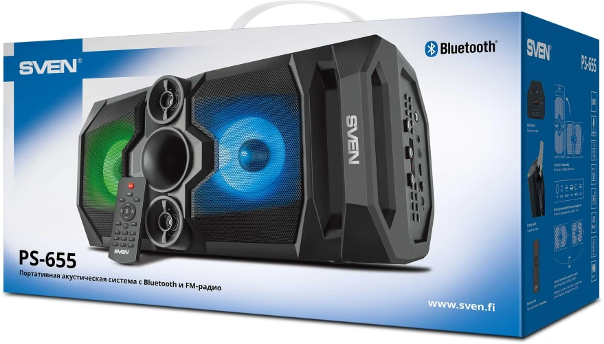 Колонка порт. Sven PS-655 черный 50W 1.0 BT/3.5Jack 4400mAh (SV-020163)